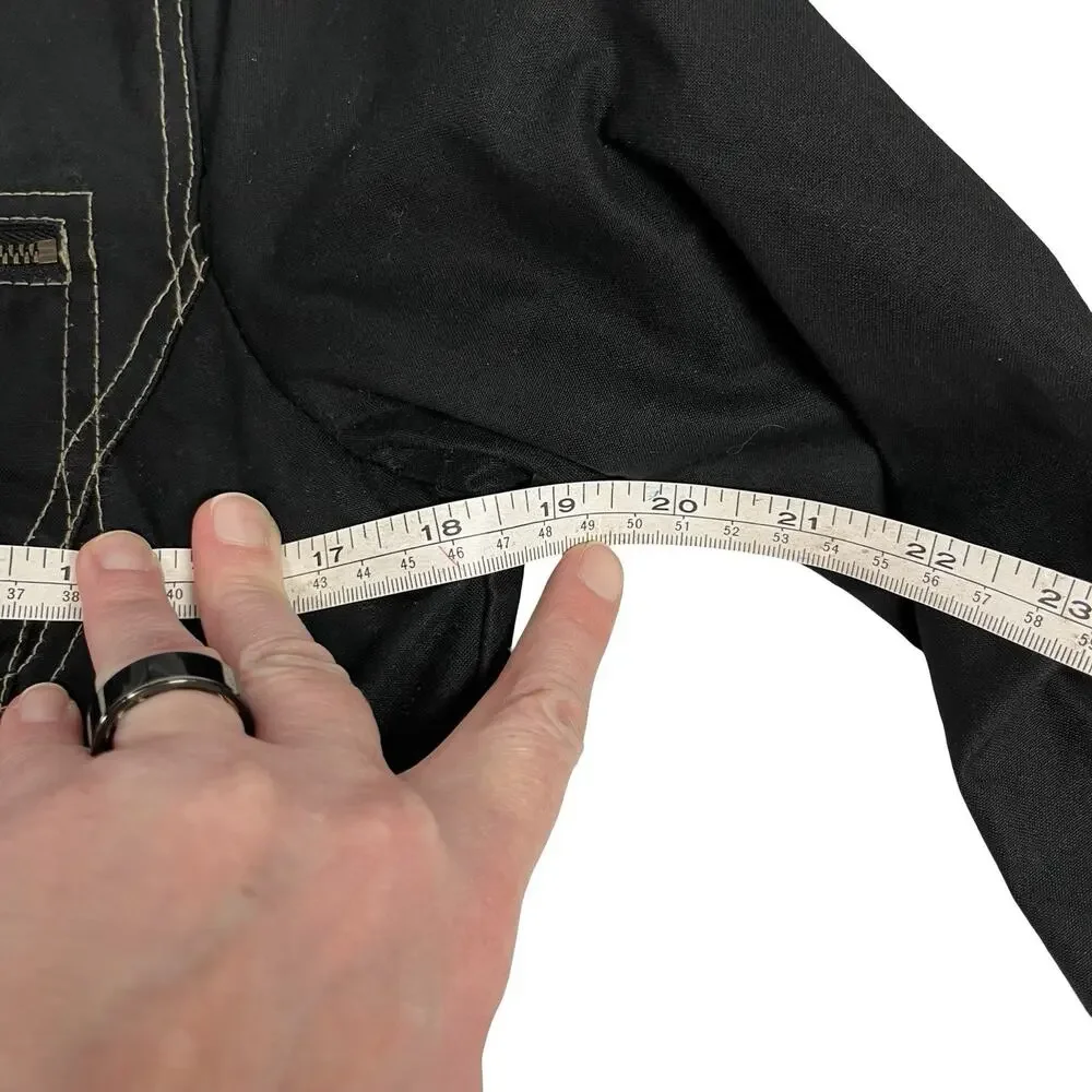 Boden Waxed Cotton Jacket Black Contrast Stitch Utility Pockets Size 10 - Picture 14 of 16